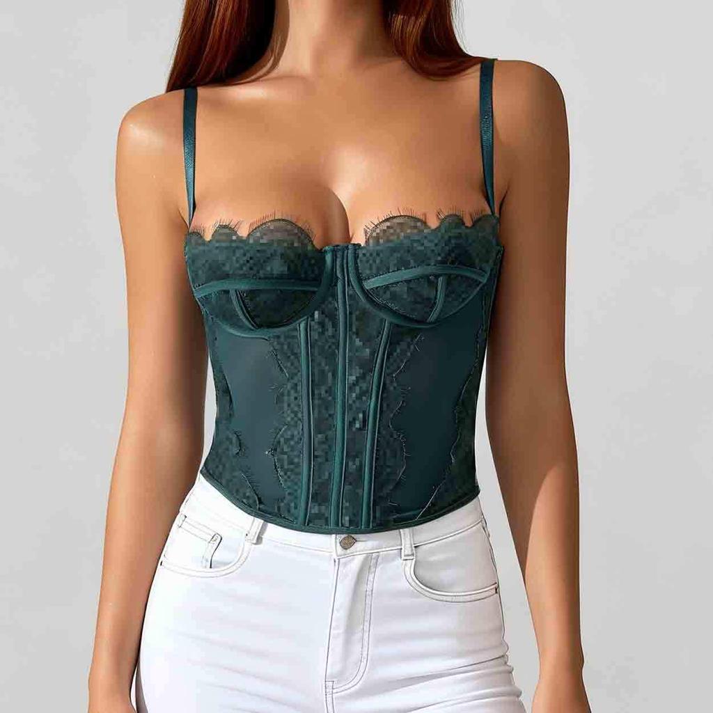 Spicy Lace Push-Up Fishbone Corset Bra Top