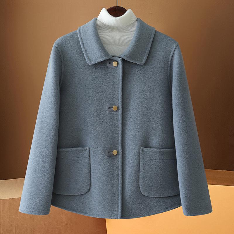 2024 Autumn/Winter Women's Elegant Petite Handmade Double-Faced Wool Short Coat