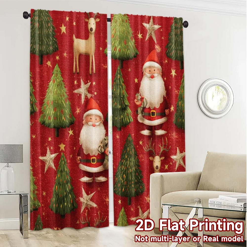 2D Flat Printing  JIT 2pcs   Curtains (Without Rod) Festive Wonderland Contemporary Chic Curtains Versatile Polyester Curtains