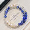 Natural Freshwater Pearl White Crystal Lapis Lazuli Design Sense Necklace Collarbone Chain Sweater Chain