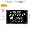 Vintage Keep Gate Closed Dog Sign, 2D Flat Iron Wall Decor, Pre-Drilled Holes for Home Office Kitchen