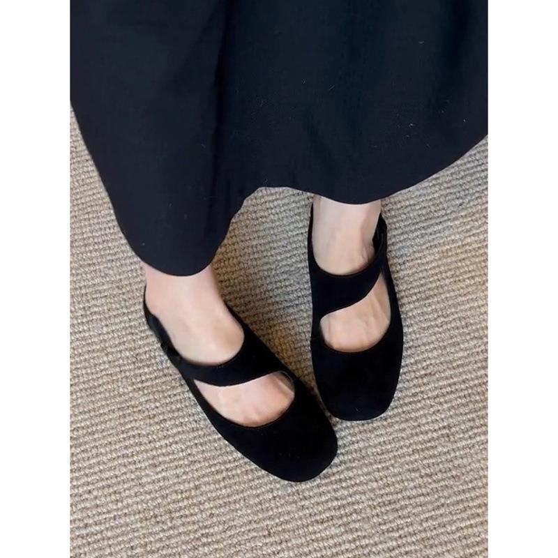 Sheepskin~ Retro leather flat-soled ballet shoes for women are versatile with shallow mouth Mary Jane shoes for women
