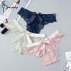 Damen Spitze Transparent Höschen Sexy Low Waist Unterwäsche Nahtlose Schleife Hohl Tanga