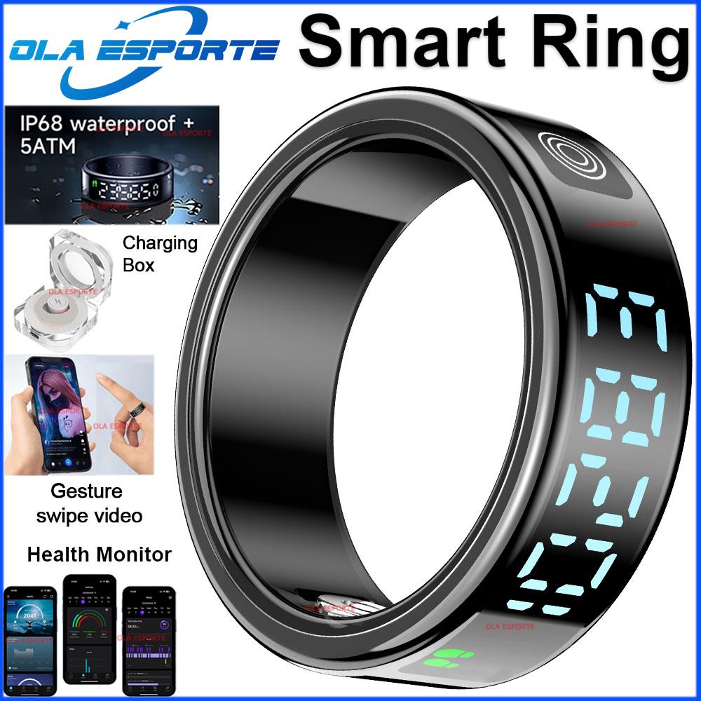 Smart Ring with Touch Display Screen, Wireless Charging, Health Manager, 5 ATM Waterproof For Men Women Smart Rings R12 R08