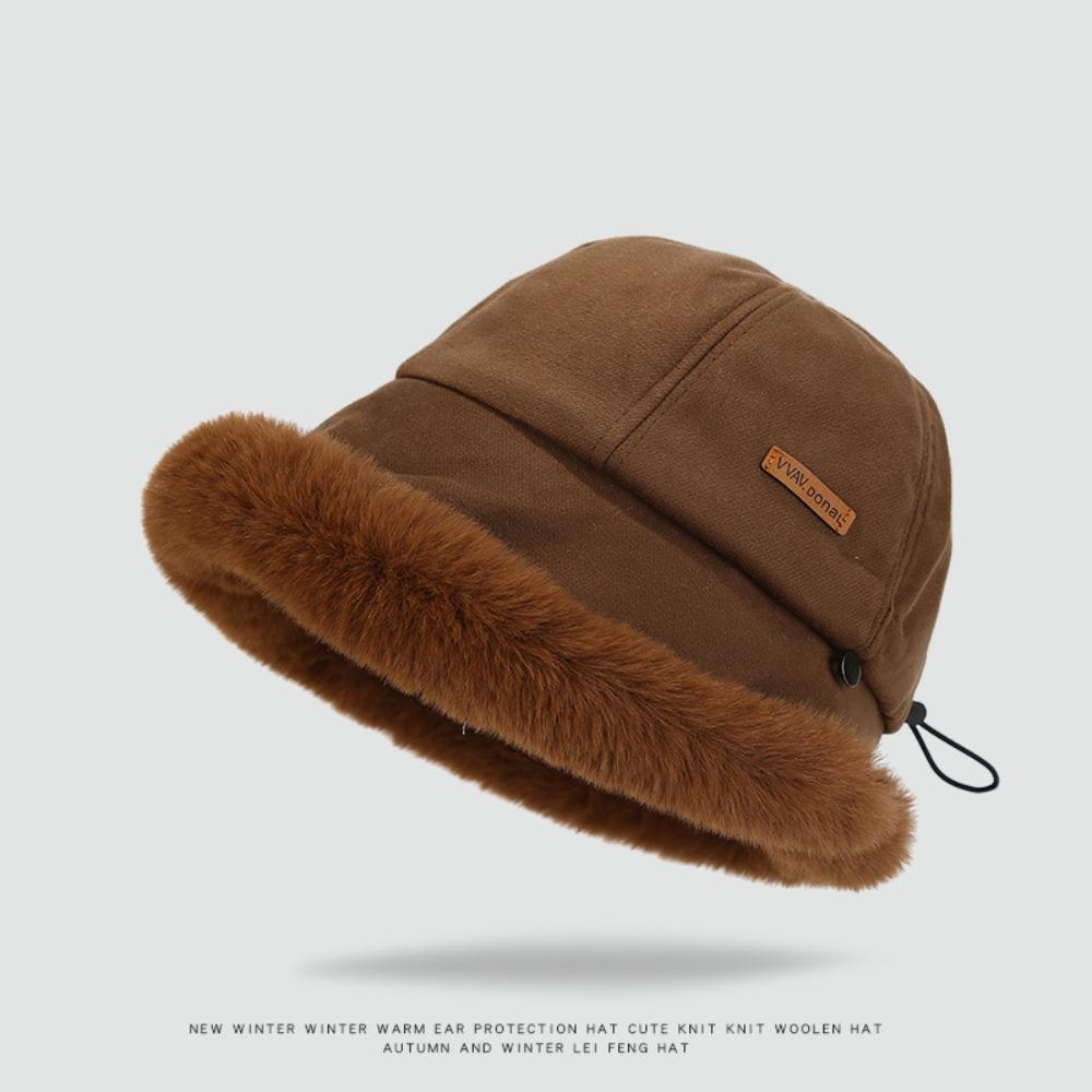 Windproof Fluffy Fur Bucket Hat Warm Winter Fisherman Hat Vintage Plus Velvet Panama Hat  Fishing