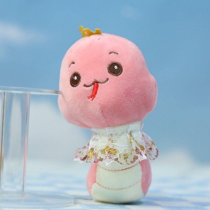 Adorable Plush Snake Keychain Soft Toy Cute Cartoon Animal Accessory 12cm In Pink