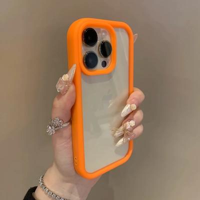 Luxury Transparent Acrylic Case For iPhone 17 16 15 14 Pro Max 13 12 11 Candy Silicone Frame Shockproof Bumper Protection Cover