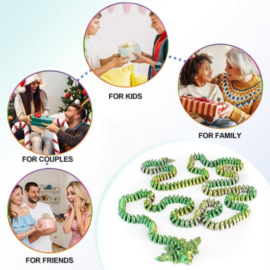 3D Printed Dragon Toy 5.2Ft Articulated Dragon Animal Model Desktop Dragon Decoration Funny Fidget Toy Festival Gift for Friends