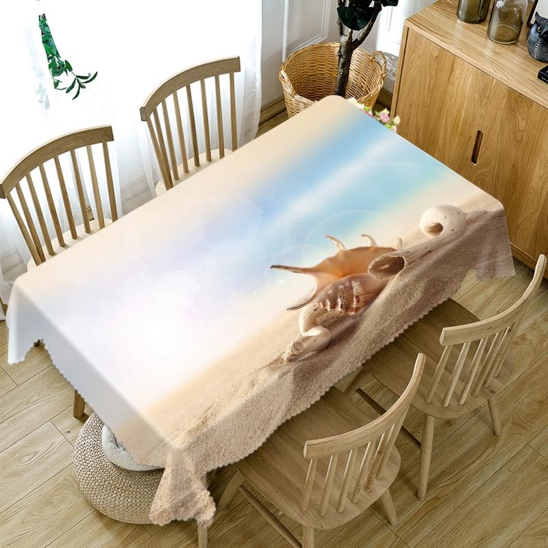 Thicken Cotton Tablecloth Starfish Imitation Wood Grain Pattern Rectangular Round Table Cloth For Wedding Picnic Party