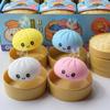 4Pcs Healing Smiley Baozi Dumpling Squishy Toy With Steamers Cute Fake Food Squeeze Toys Slow Rising Sensory Fidget Relief Toy