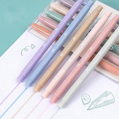 6pcs, Doodle Light Word Fluorescent Pen With Soft Head For Journaling, Colors For School, Writing Pens, Colored Markers