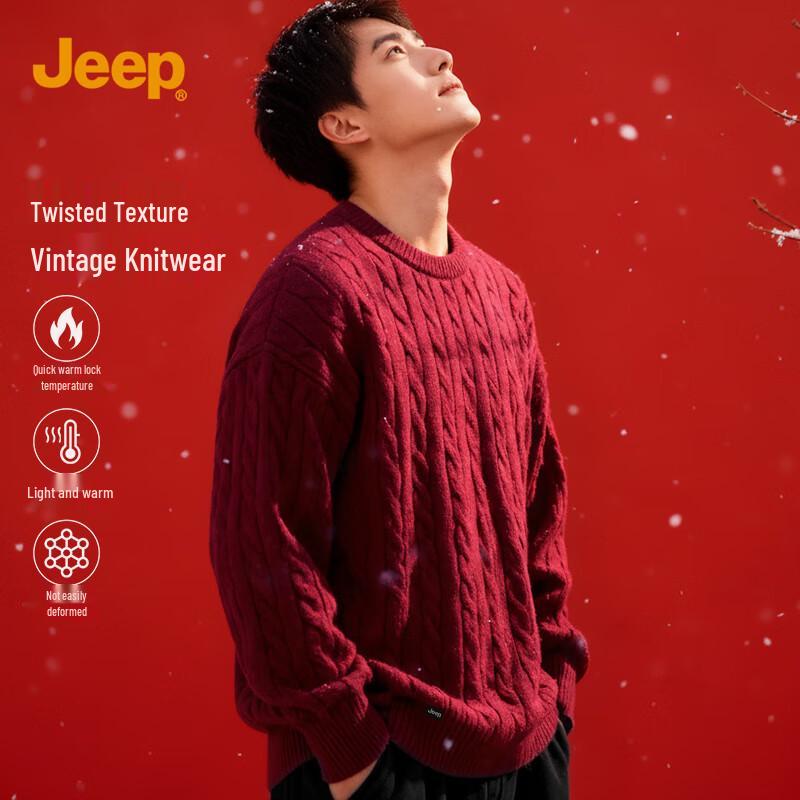 JEEP Men s Winter Heavyweight Warm Knit Round Neck Sweater 2XL