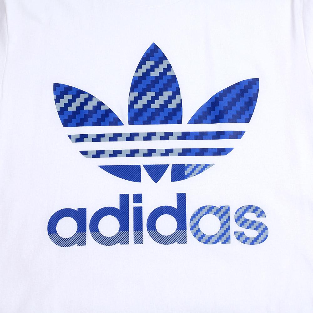 adidas Originals Logo Print Round Neck Short Sleeve T-Shirt Unisex Tops White AY8281