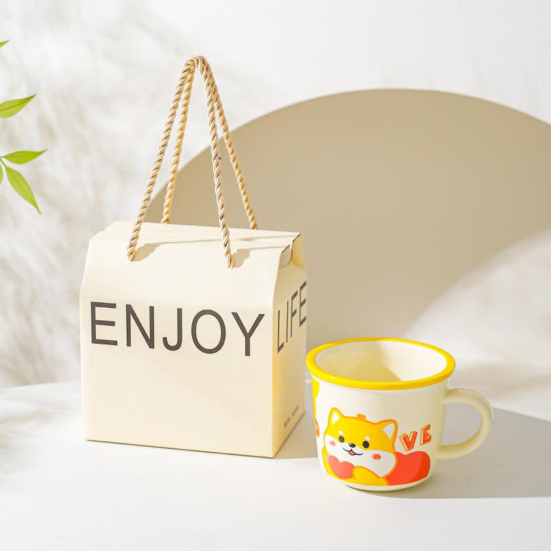 Design Sense Niche Office Water Cup Cute Pet Cartoon Illustration Animal Mug Household Couple Milk Breakfast Cup