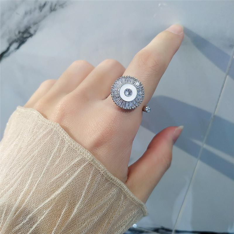 Fidget Spinner Ring Angst für Frauen Kristall Blume Auge Stern Mond Planet Ringe Drehen Anti Stress Verlobung Schmuck