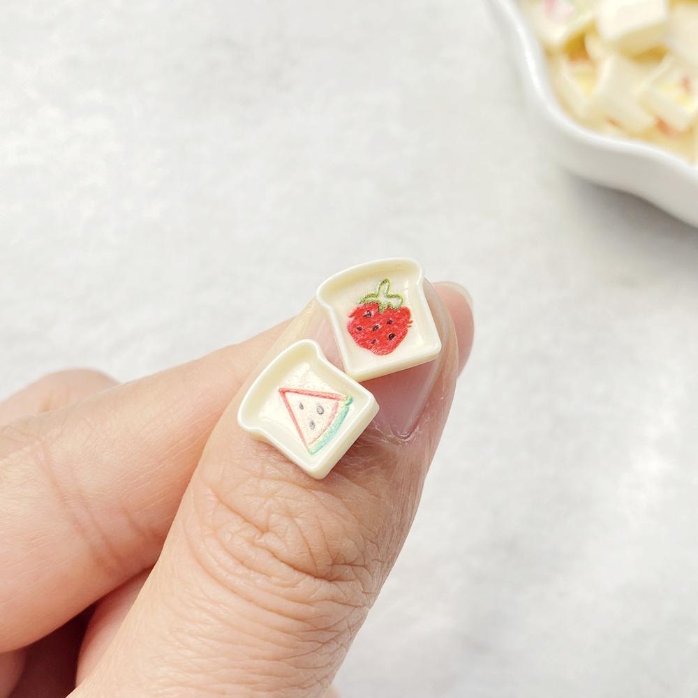 50Pcs Cute Cartoon Strawberry, Watermelon, Radish Bread Flat Back Resin Scrapbooking DIY Jewelry Craft Decoration Accessorie
