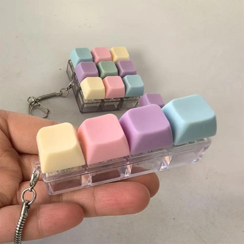 Fidget Decompression 1/4/5/9 Keyboard Key Anti Stress Finger Keyboard Games for Adults Antistress Male Female Keychain