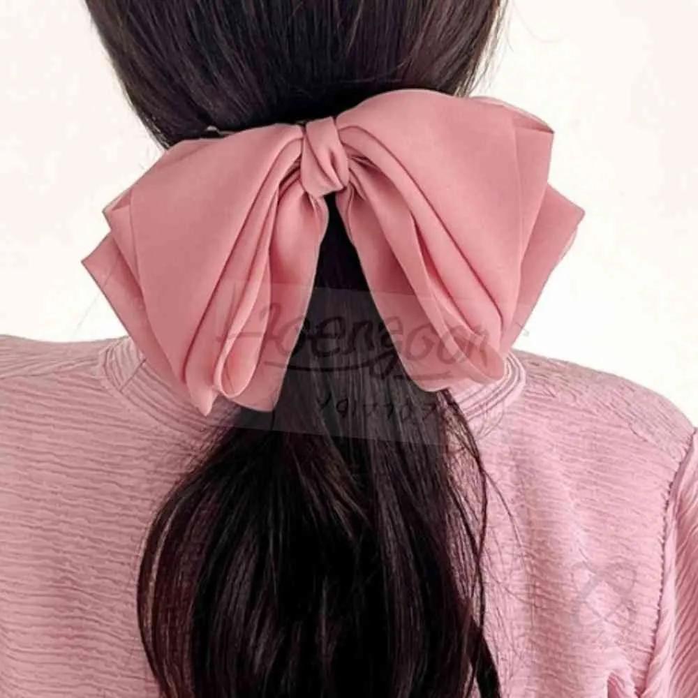 Chiffon ribbon hair clip, pink silk ribbon pin, half-up hairstyle hair clip, ribbon hair clip