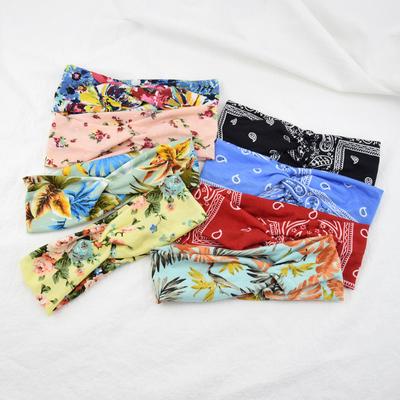 Gedrucktes Kreuz-Stirnband Sport-Gesichtswasch-Kopfbedeckung Sommer Yoga Fitness Haar-Accessoires Stoff Florales geknotetes Stirnband