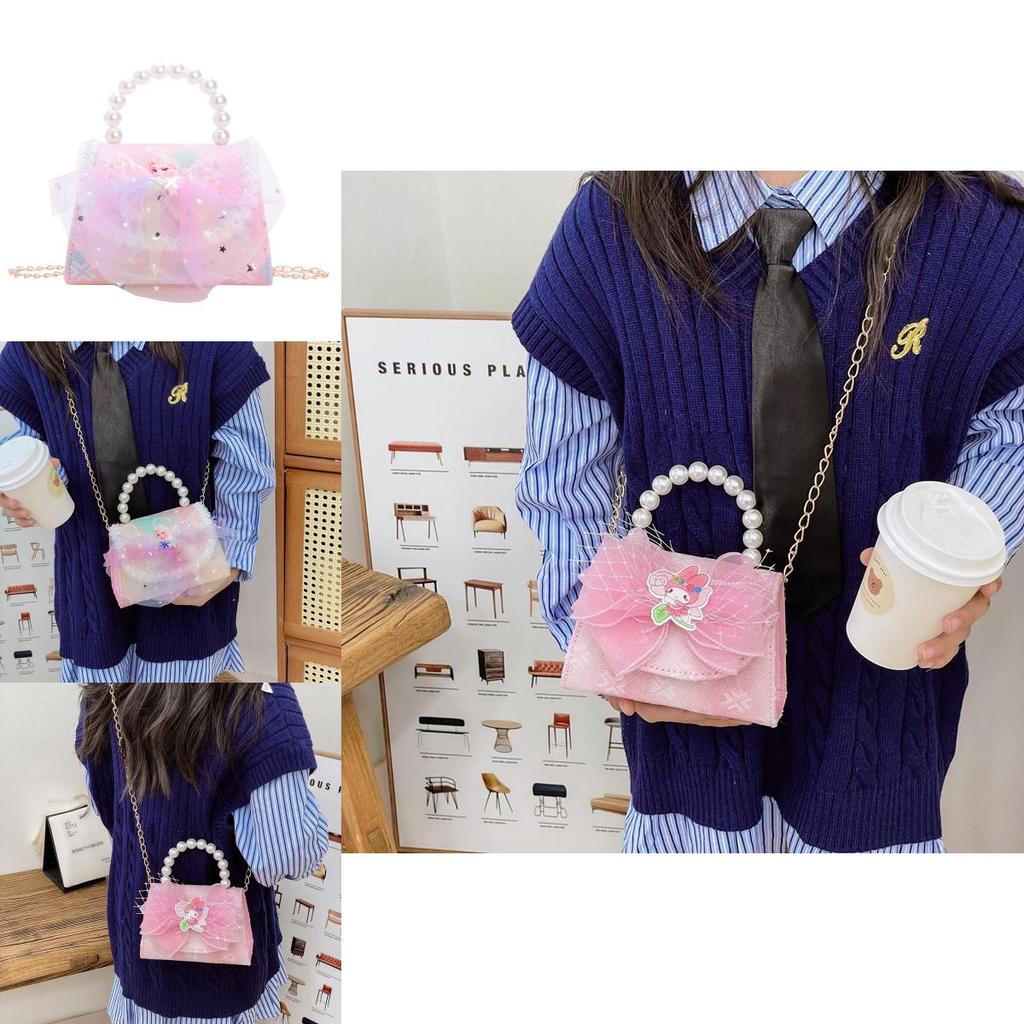 Charming Princess Pearl Handheld Bag With Lace For Girls Aged Three To Nine Years