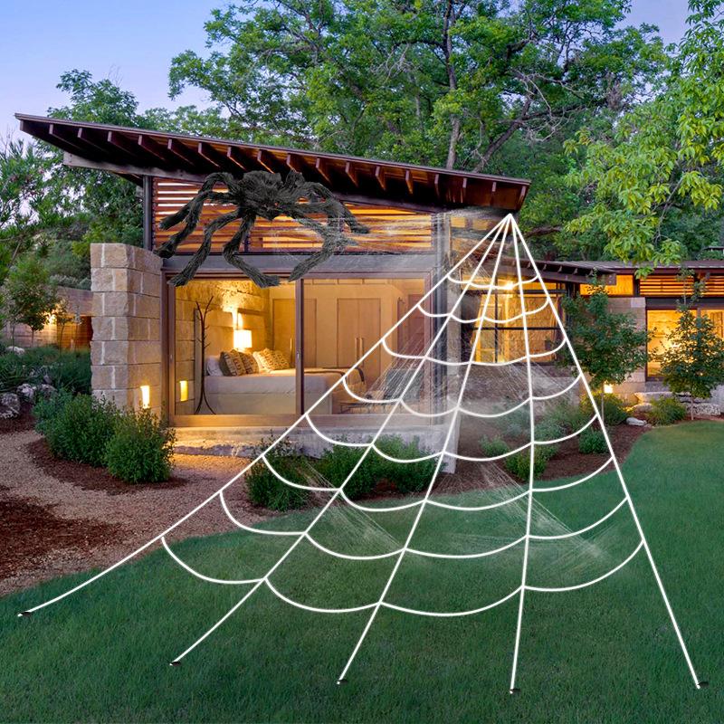 Halloween Decorations Triangle Spider Web 5/7m Large Plush Simulation Spider Web Haunted Home Outdoor Yard Decoration Props