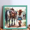 Girl and Horse Printed Cross Stitch Kit DIY 11CT Embroidery Craft Set Home Decor