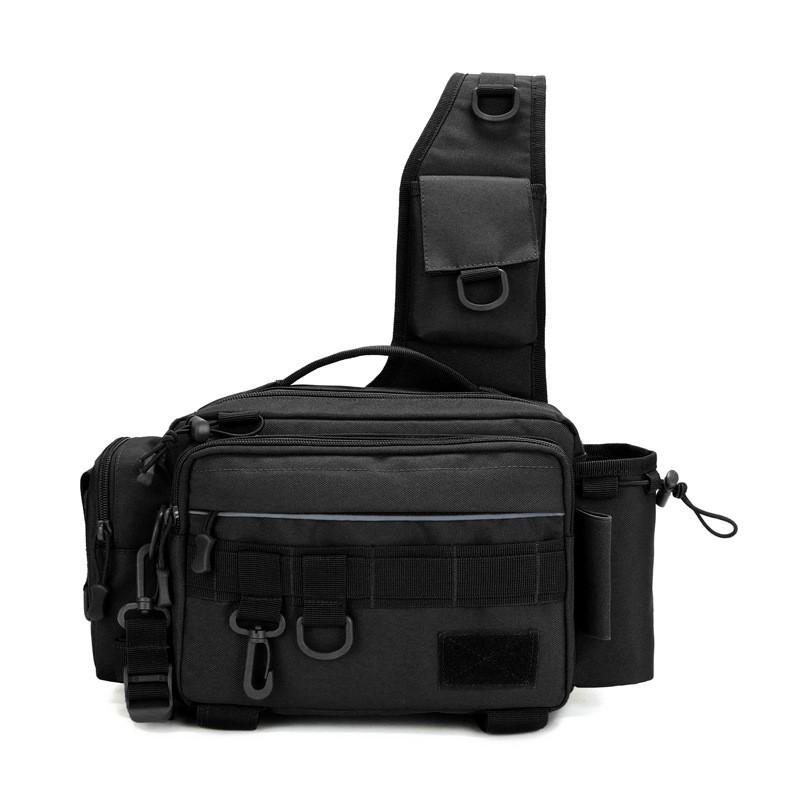 Large Capacity Fishing Tackle Bag Multi Functional Waist Pack Rod Holder Tactical Crossbody Outdoor Sports