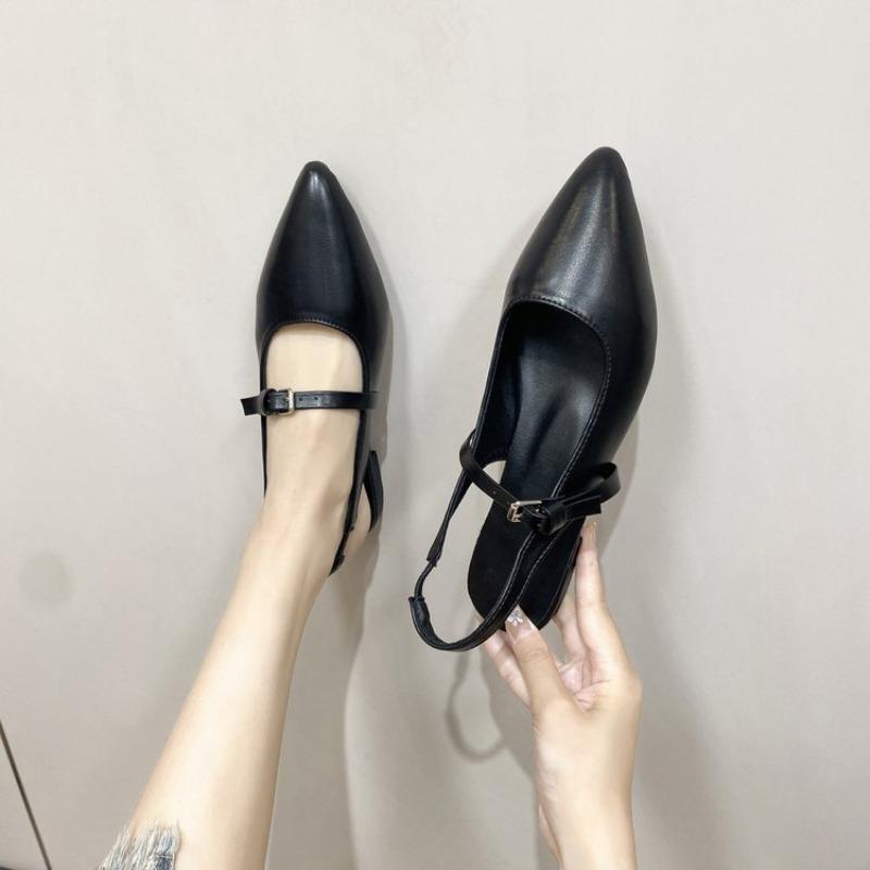 Fashion 2025 Hot Sale Female Shoes Closed Toe Women's Sandals Daily Dress Sandals Women Pointed Toe Slip On Buckle Low Heel Ladies Shoes