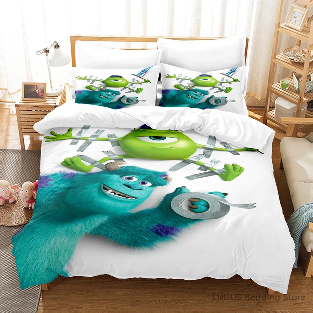 Copripiumino Monsters & Co. Boo con 2 Federe Kawaii Mike Sulley Set Biancheria da Letto Copripiumino Cartone Animato Senza Lenzuolo Sotto