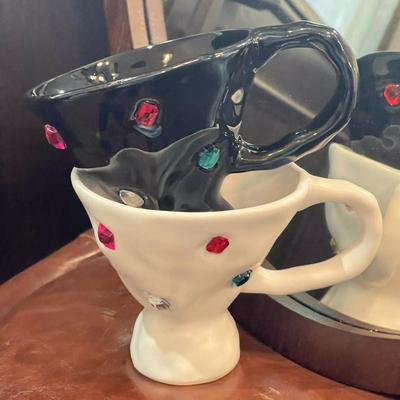 Keramik-Kaffeetassen mit Edelsteinen außen Teetassen Latte Milch Trinkgeschirr Geschenk Heimdekoration Frühstück Handgefertigt Unregelmäßige Tasse