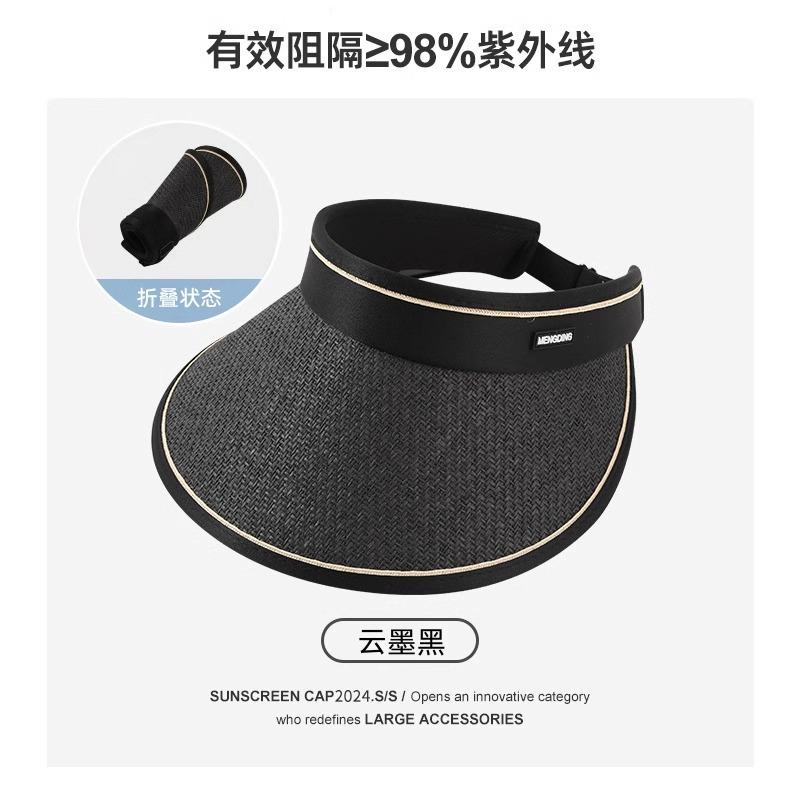 

UPF50 + летняя велосипедная шляпа с широкими полями для защиты от УФ-лучей, шляпа от солнца с открытым верхом, женская шляпа от солнца, шляпа от солнца с защитой лица one size fits all чёрный