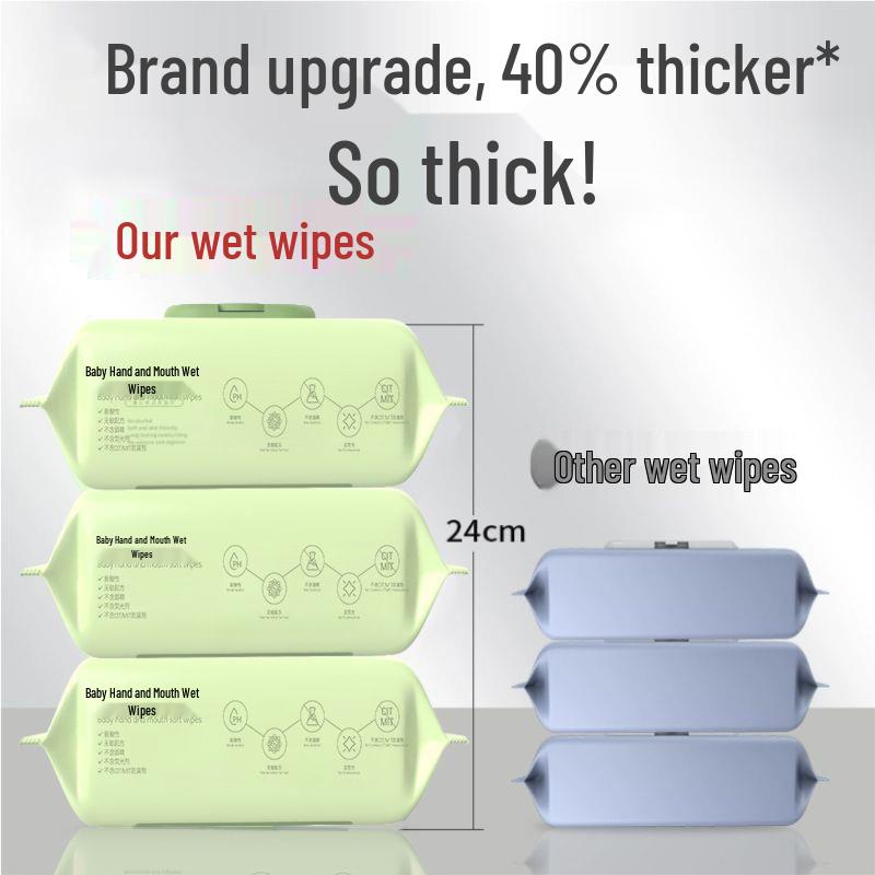 Baby Wet Wipes - Hand, Mouth & Bottom Care, Large Pack with Lid, Ideal for Hotels