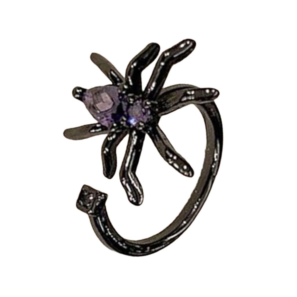 Dark Purple Spidera Punk Ring Adjustable Gothic Jewelry For Halloween Cosplay And Retro Fashion