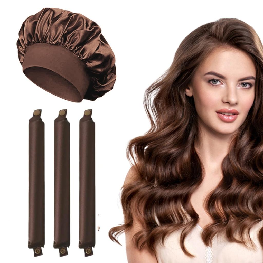Hitzefreie Lockenwickler-Kopfband Weicher Haarwickler Ohne Hitze Haarrollen Faule Locken Schlafen Flexi-Stäbe mit Haube Styling-Werkzeuge