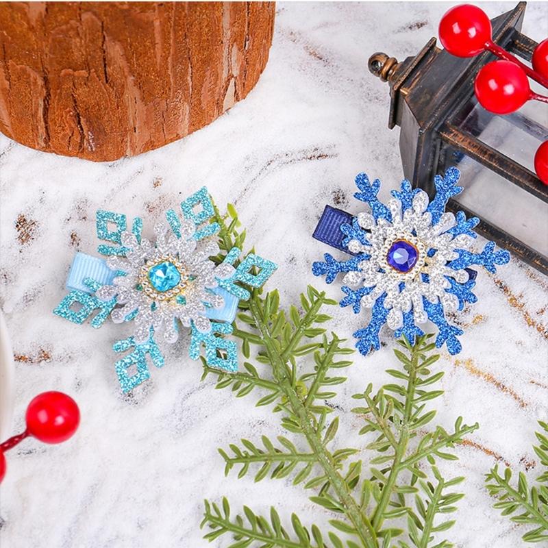 Snowflake Barrettes Studded Christmas Glitter Elegant Snowflake Hair Clip Christmas for Women, Snowflake