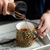 Luxury High-Grade  Bone China Leopard Print Coffee Mug  Ceramic  Milk Cup Tea Cup with Spoon drinkware Gifts