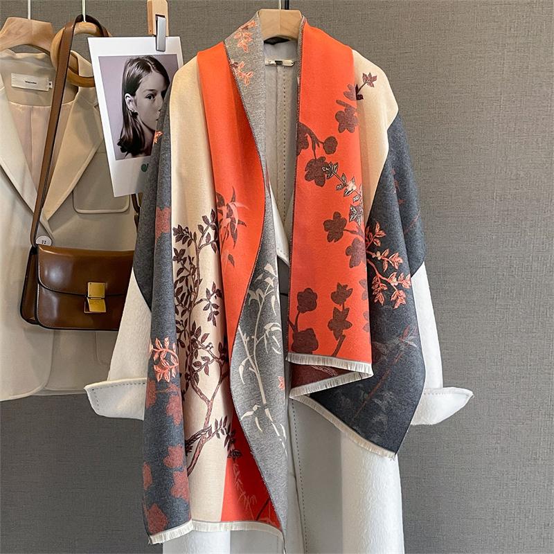 

Luxury Winter Cashmere Scarf for Women New Warm Pashmina Blanket Poncho Scarves Female Print Shawl Thick Foulard Bufanda 65X190 cm
