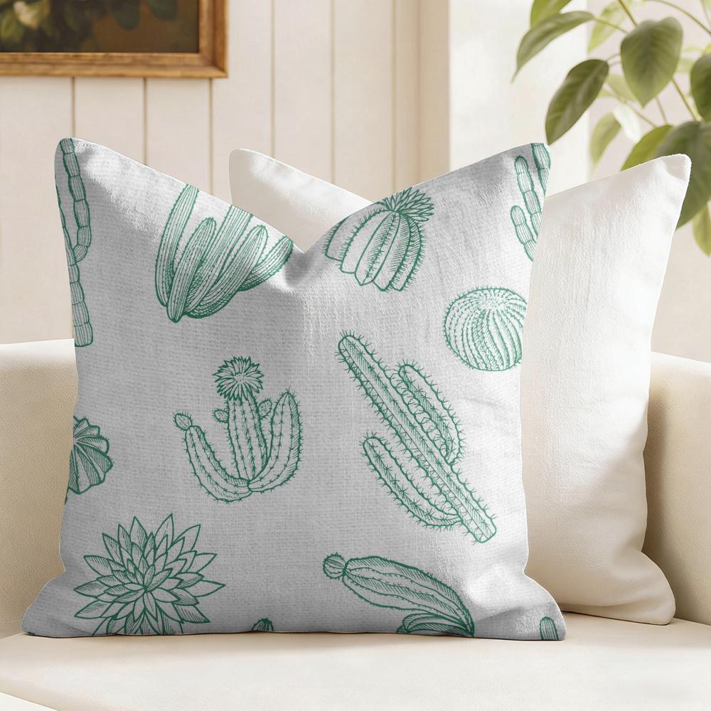 Cactus Pattern Cushion Cover Natural Linen Pillow Cover Double-Sided Print Cushion Cover For Sofa Home Decor
