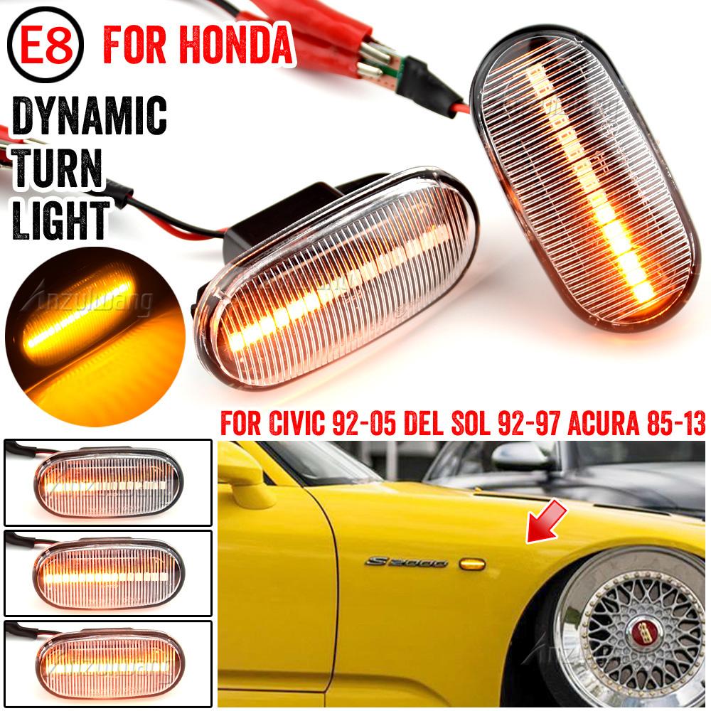 For HONDA Prelude CRX S2000 Integra Fit Del Sol Acura Civic LED Dynamic Side Marker Turn Signal Light Indicator