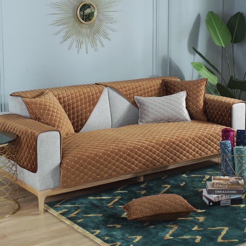 

Autumn And Winter Super Soft Thickened Dutch Velvet Quilted Sofa Cushion, Nordic Simple Solid Color Sofa Cushion Cover Towel 70*70cm