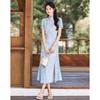 Elegant New Chinese Style Jacquard Short Sleeve Midi Dress