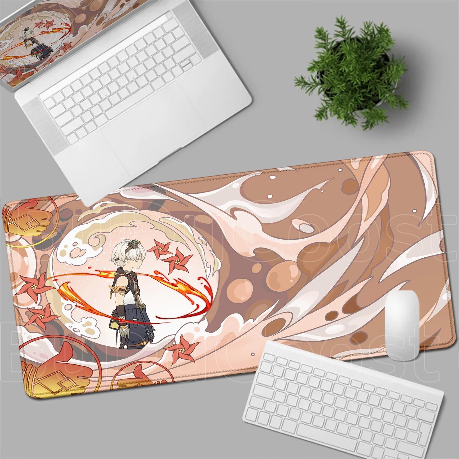 Mondstadt Genshin Impact Character Pattern Mousepad Bennett Kaeya Klee Laptop HD Game Anime Large Mouse Pad PC Keyboard Desk Mat 800x300x2mm