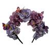 Elegant Flower Hairband Bohemian Style Realistic Butterfly Headband for Girls Halloween Trendy Model Show Headband