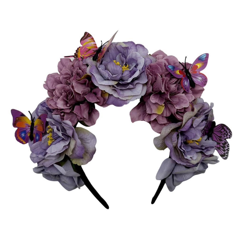 Elegant Flower Hairband Bohemian Style Realistic Butterfly Headband for Girls Halloween Trendy Model Show Headband