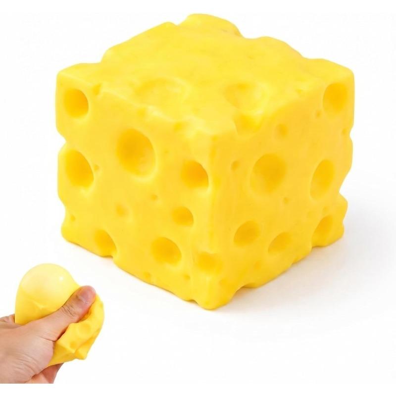 Yellow Cheese-Shaped Squishy Toy, Adult Stress Ball, Soft Creative Toy, Themed Cheese-Shaped Soft Silicone Toy, Relieves Stress, Promotes Relaxation