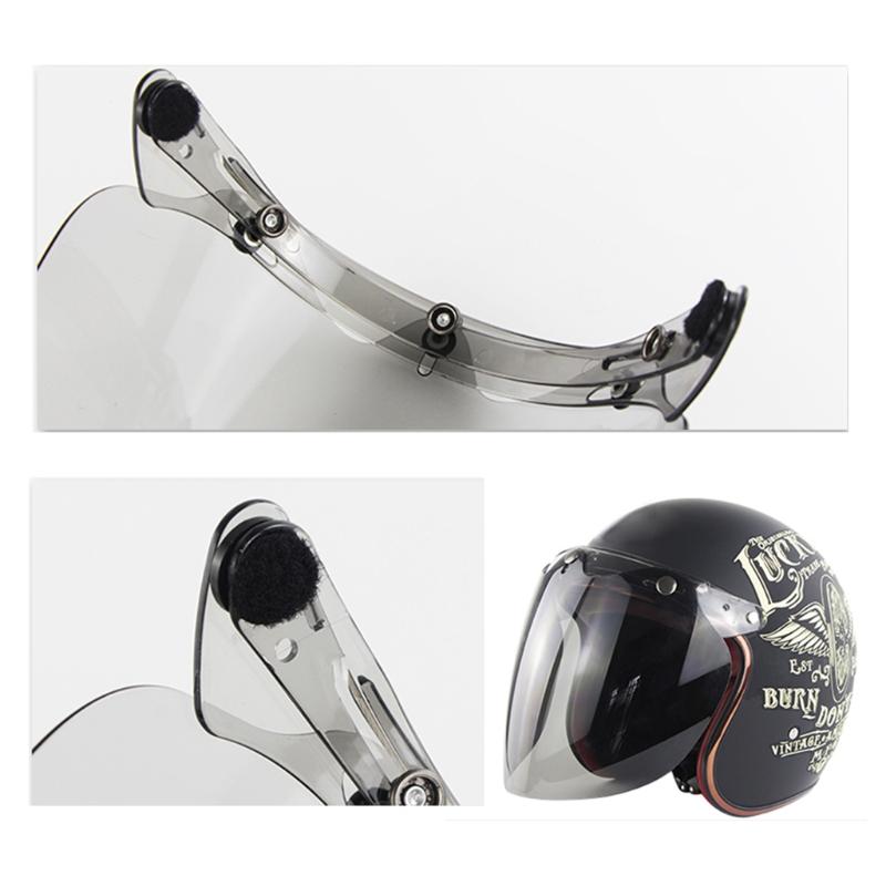 Universal Open Face Retro Helmet Visor Odorless Lens 3-snap Shield Visor Design
