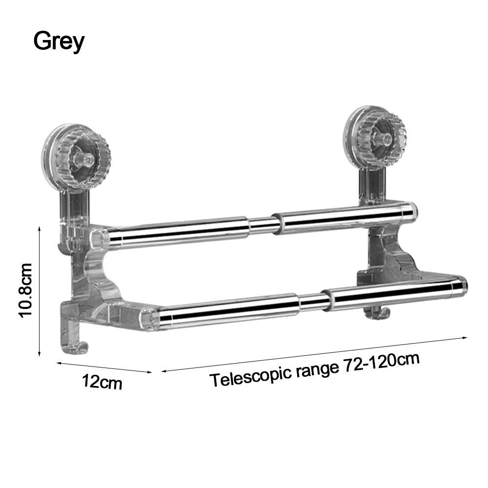 1Pcs Suction Cup Wall Towel Rack Double Layer Rod Kitchen Bathroom Shelf
