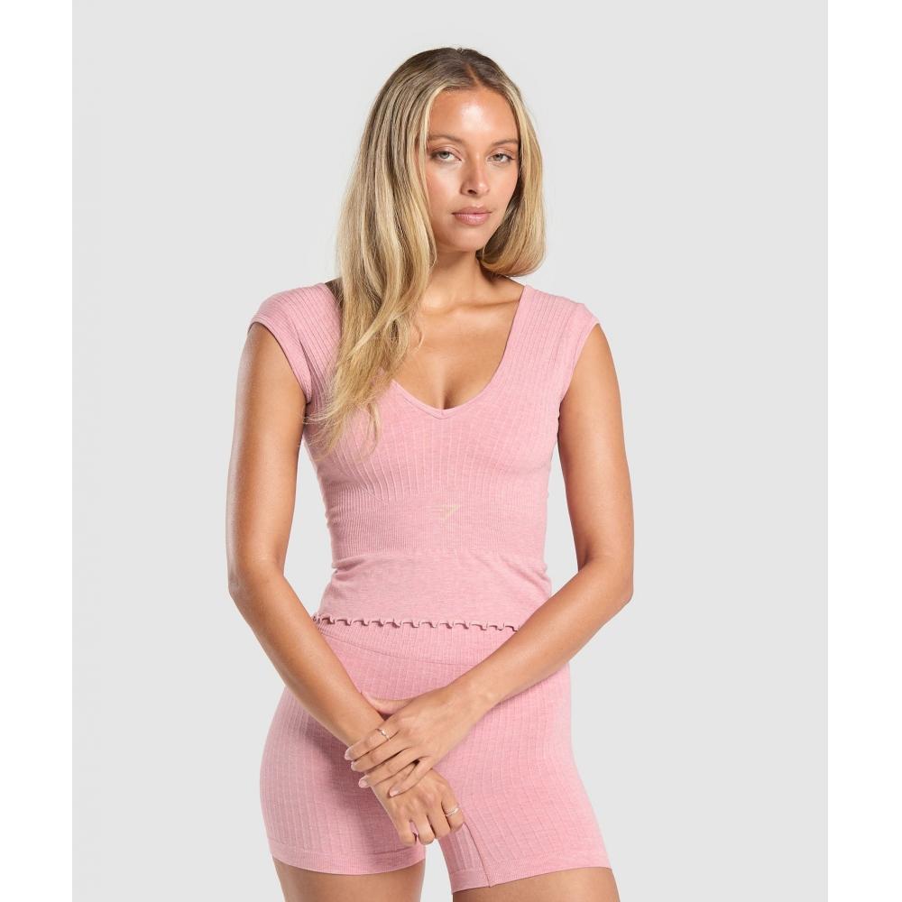 

Gymshark Lux Seamless Crop Top Cosy Pink Marl B1c4h Kcck XS