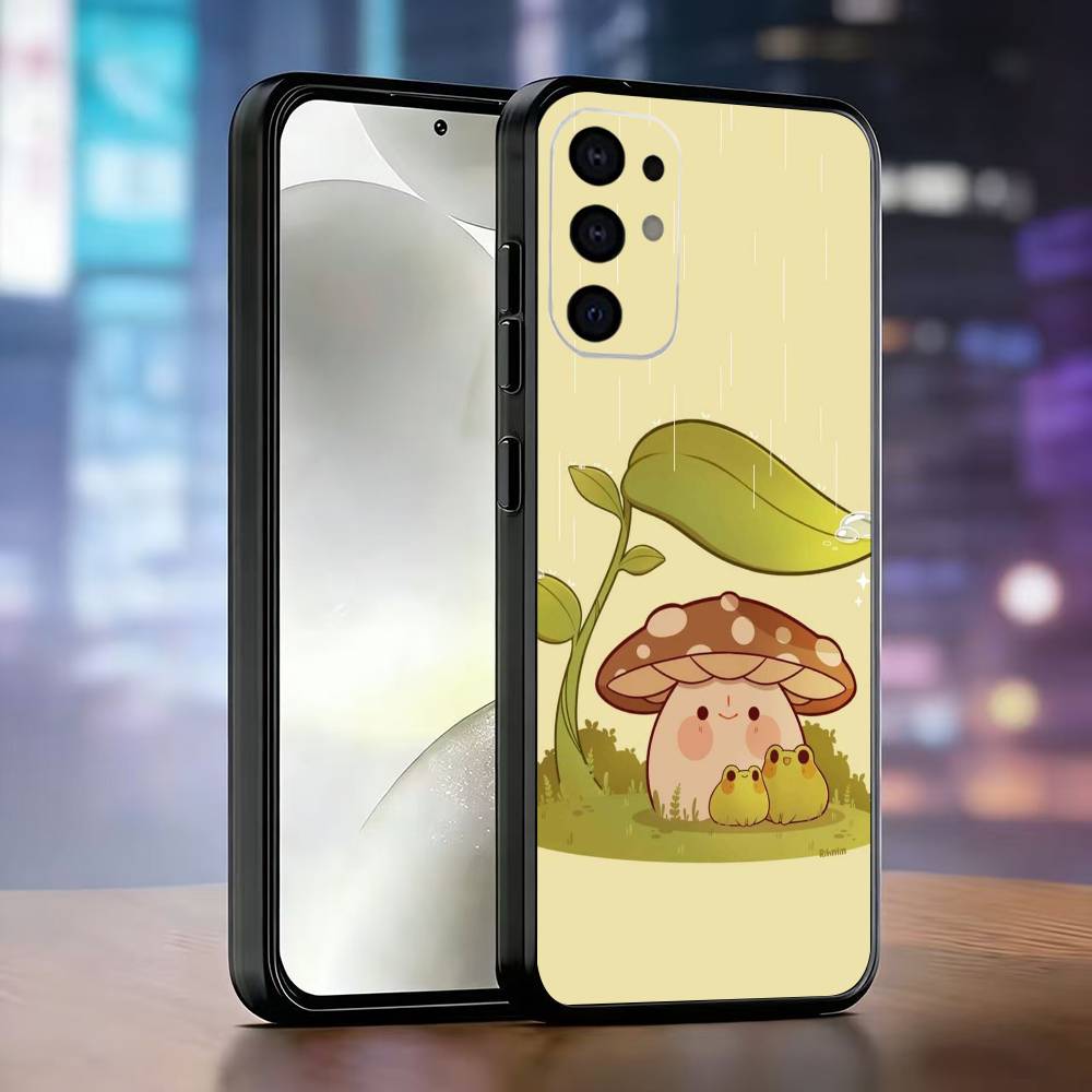 Herbst-Pilz-Frosch Handyhülle Für Samsung S25,S24,S21,S22,S23,S30,Ultra,S20,Plus,Fe,Lite,Note,10,Schwarze Hülle