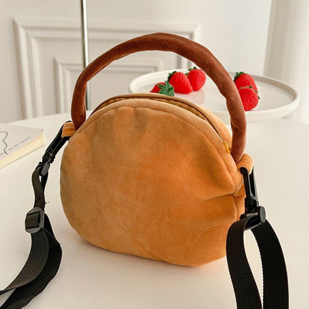 Doll Cartoon Hamburger Bag Fluffy Shoulder Bag Casual Plush French Fries Handbag Children